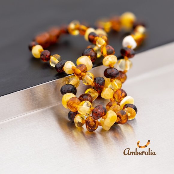 - Amberalia ADULT Baltic Amber Necklace - Polish Multicolor -17.7" (45cm) - Picture 8 of 12